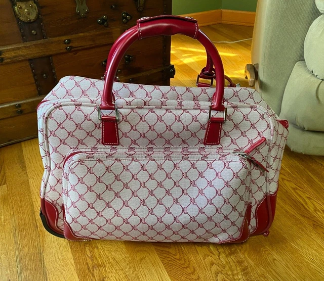 Vintage Ralph Lauren Red Polo 20" Roller Duffle Bag Suitcase Luggage New