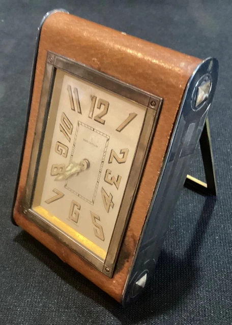 Stunning Antique French Art Deco Travel Clock Brand Chatillon Runs SEE VIDEO