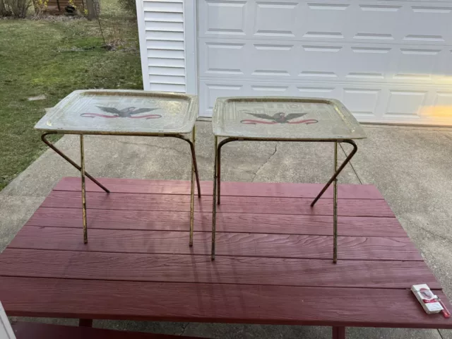 2 Mid Century Vintage Eagle Fiberglass Tv Trays