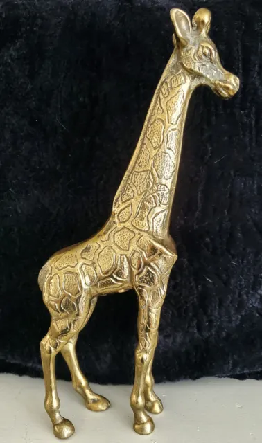 Vintage Brass Giraffe Standing Safari Animal Figurine 11.5" Tall