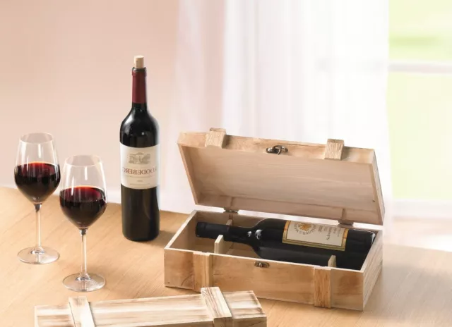 Cofre de Madera Rústico para 2 Botellas Vino Caja Regalo Decoración Bebidas