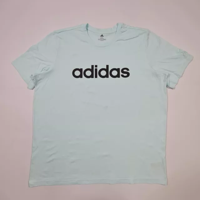T-shirt da uomo Adidas blu 2XL maniche corte collo a vite logo maglietta cotone top