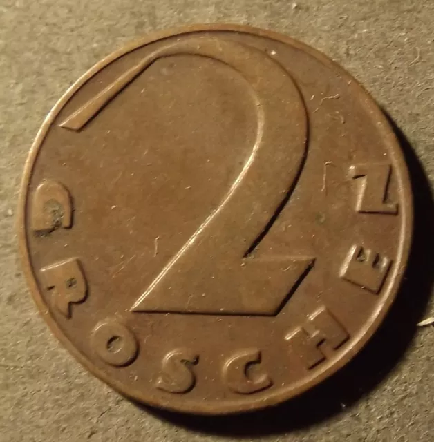 Austria 2 Groschen Coin Dated 1925 Excellent
