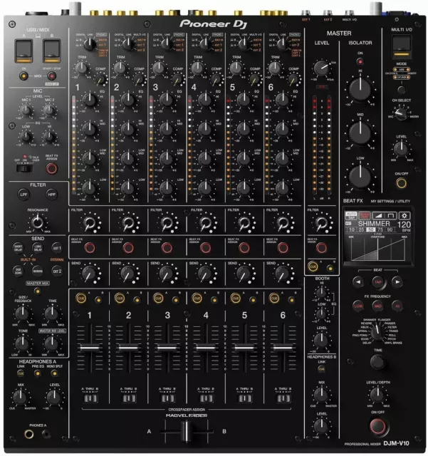 Pioneer DJ 6ch Professional DJ Mixer DJM-V10 USB/MIDI MULTI I/O Black NEW