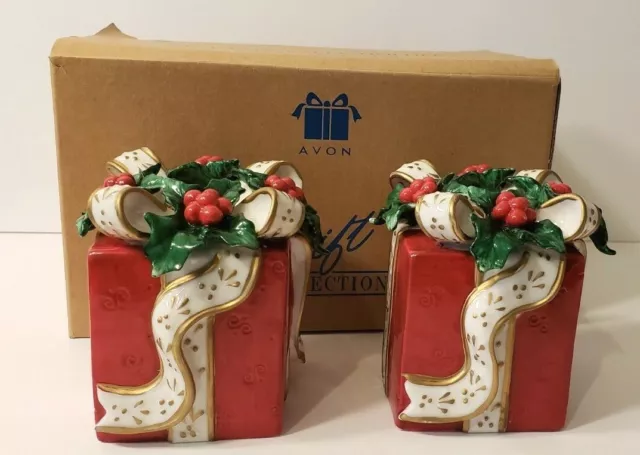 Avon Taper Candle Holders Set of 2 with Box Christmas  2001