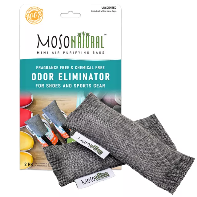 Moso Natural Mini Air Purifying Bags. Odor Eliminator for Shoes, Gym Bags, Sport