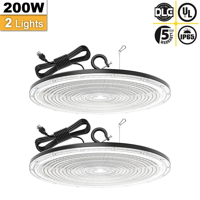 2x 200W Led High Bay Light Factory Warehouse Industrial Shop Light with US Plug
