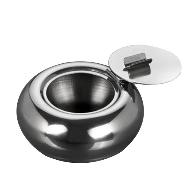 Posacenere in acciaio inox a forma di tamburo sigaretta sigaro fumo cenere J6I4