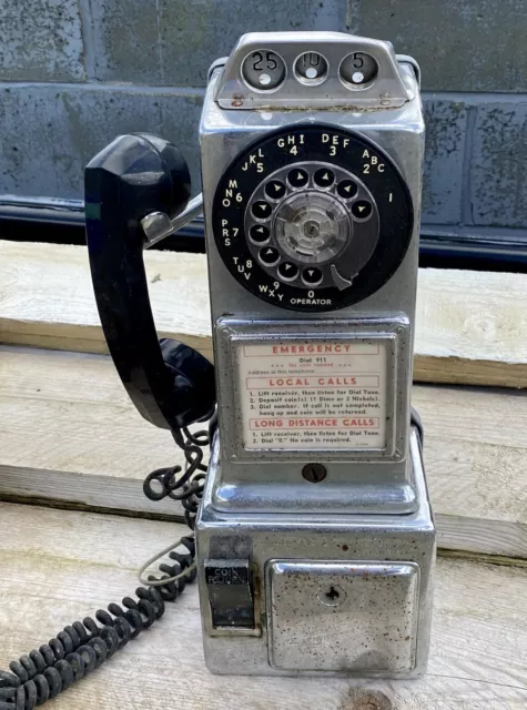 Vintage Original American Chrome Pay Phone  Telephone For Restoring Only