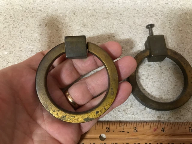RARE MID-CENTURY MODERN Period GILDED BRONZE Original RING PULLS Spectacular!