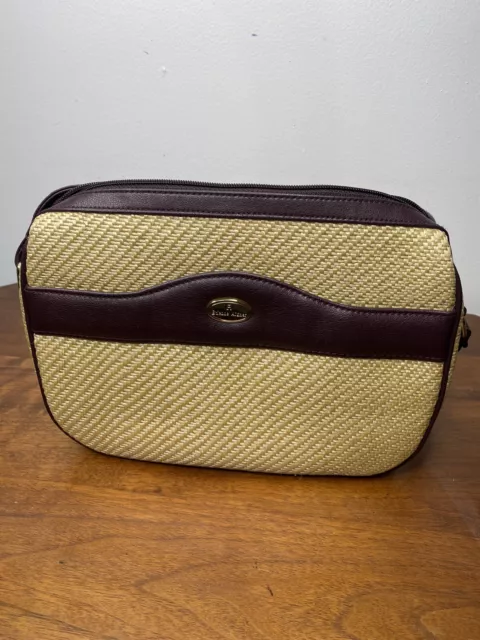 Etienne Aigner Woven Straw Leather Shoulder Bag  11" x 8" Handbag Purse