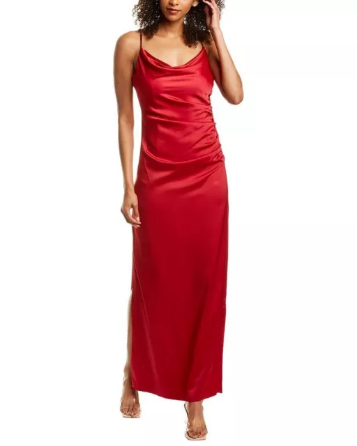 Laundry by Shelli Segal New NWT Red Jewel Strap Maxi Dress Satin Gown 12 2