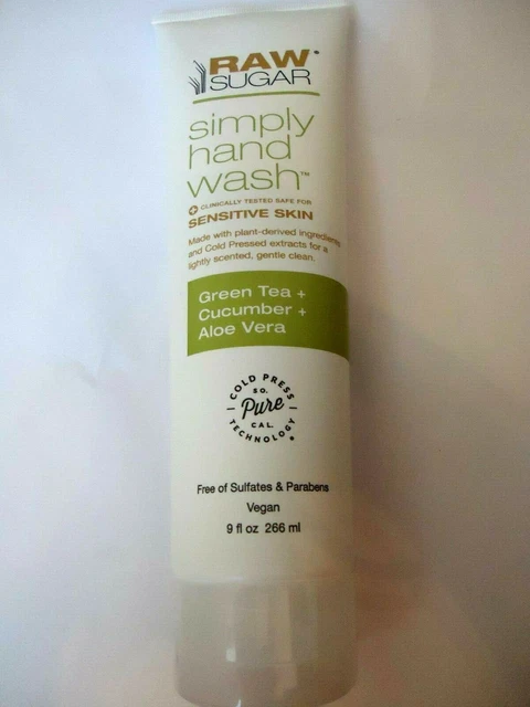 Azúcar crudo simplemente lavado a mano piel sensible té verde pepino aloe vera 9 fl oz
