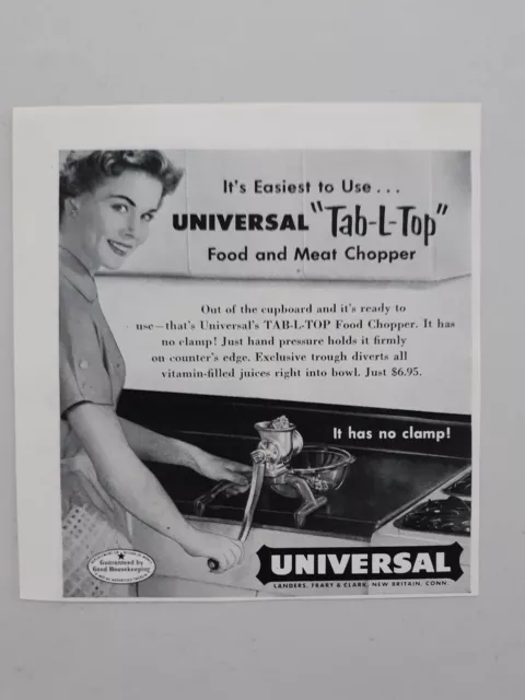1954 Universal Tab-L-Top Food Meat Chopper Kitchen Tool Vtg Magazine Print Ad