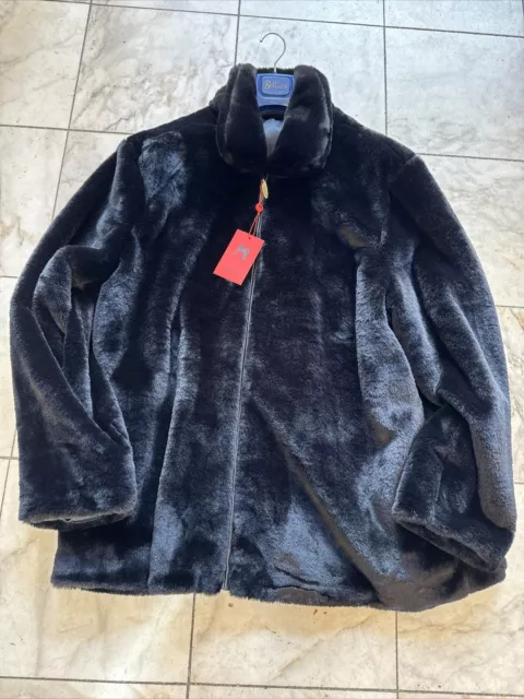 New Mazari 9010 Fur Look  Short Car  Coat Black Size 6X