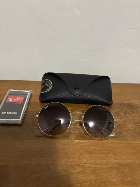 Ray-Ban Round Sunglasses Gold, Light Brown & Gradient Blue JA-JO RB3592