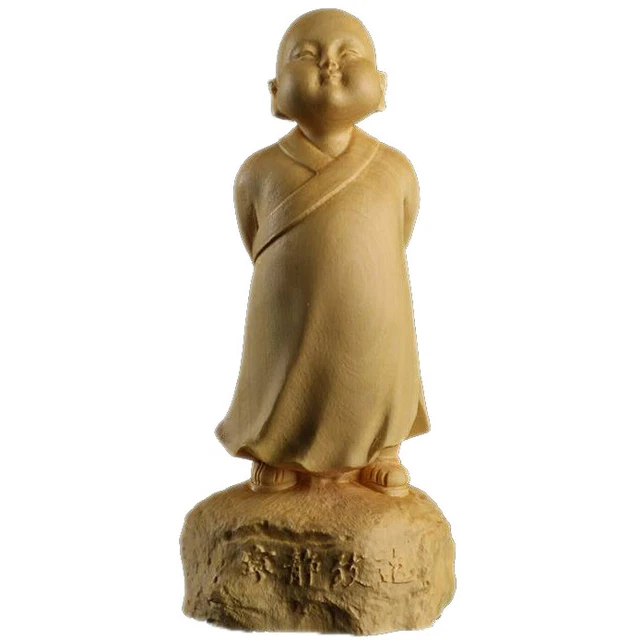 Wood Monk Carving Buddhist Supplies Statue Buddhism Buddha Sculpture Crafts