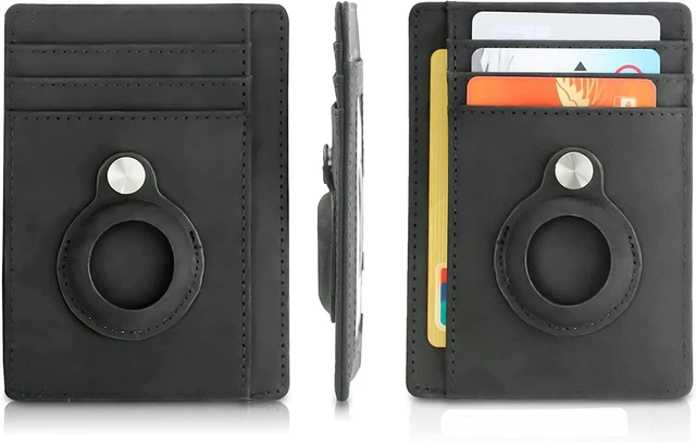 Airtag Wallet Case Slim Waterproof Genuine Leather Credit Card Holder for Men