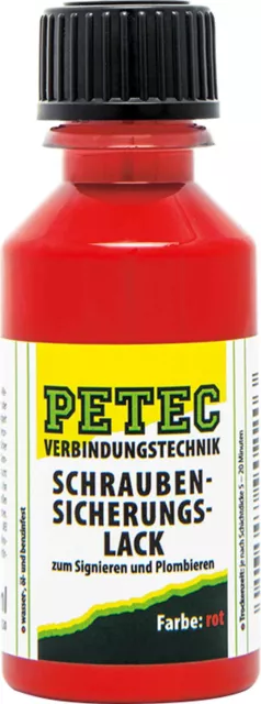 2 x Schraubensicherungslack rot 20ml Petec 90220 Plombenlack Schraubenlack 2