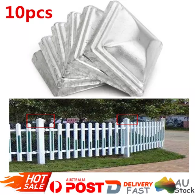 100MM Galvanised Steel Square Post End Cap For Fence Posts 10Pcs AU In/Outdoor