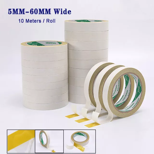 10m Yellow Oily Double-Sided Tape Rolls Strong Sticky Tape Diy Craft Adhesive