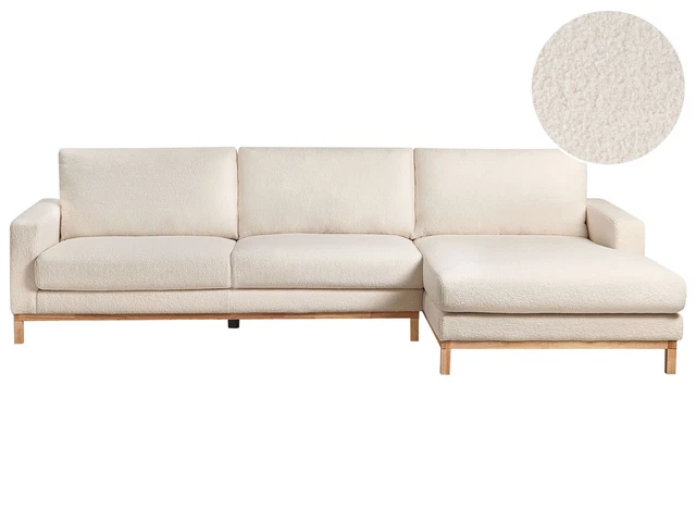 Canapé d'angle droit tissu beige clair Bellano 270cm