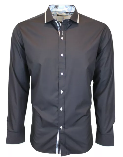 Men Smart Casual Shirt With Piping & Floral Contrast  Was £21.99 Now From  M-163