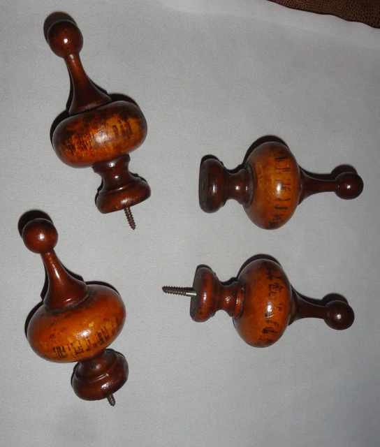 Unique 4 Antique Vintage Poster Bed Wood Urn Finials Reclaimed Salvage