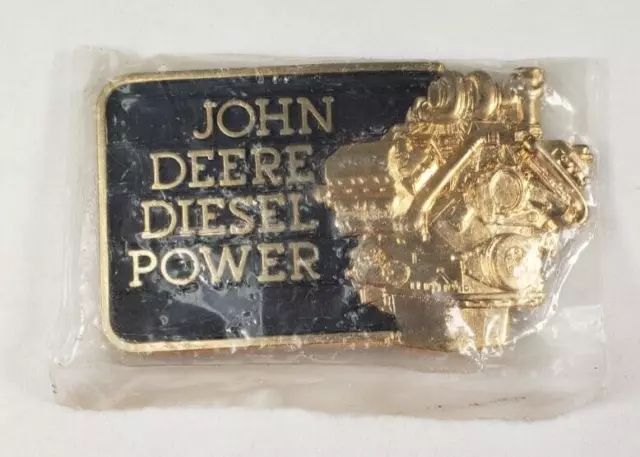 Vintage 1982 JOHN DEERE Diesel Power Gold & Black Tractor Engine Belt Buckle