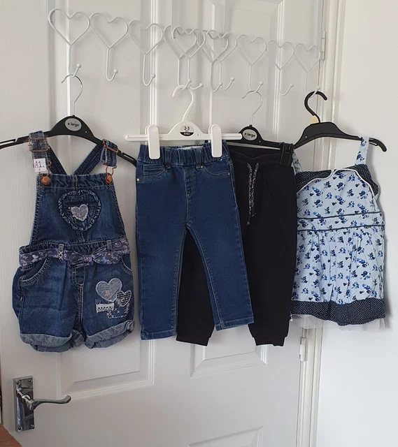 bundle joblot kids girls clothes jeans 1-2 years denim dress dungarees joggers