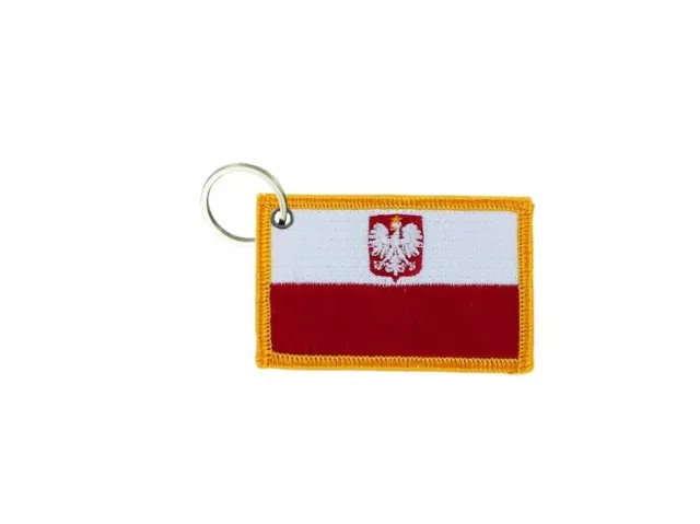 Porte cle cles clef brode patch ecusson badge drapeau pologne polonais polska