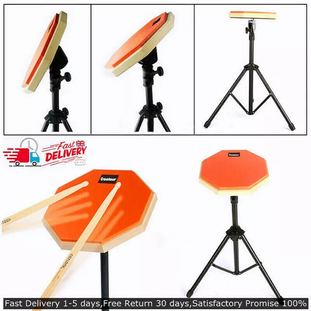 8 Inch Drum Rubber Silencer Practice Mute Pad Adjustable Drum Steel Stand Orange