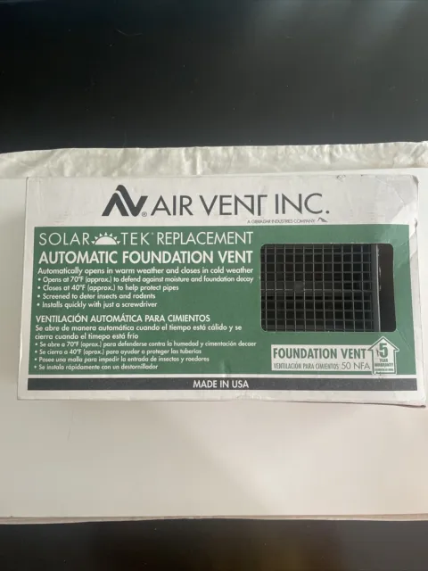 Air Vent Inc Solar Tek RABR Automatic Foundation Vent Brown 17.5" x 9.5" (NEW)