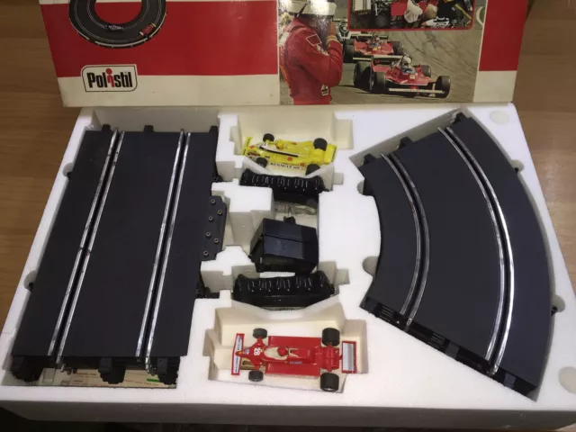 Polistil 1:32 Pista Elettrica F1 CHAMPION A501 + 2 Auto Slot FERRARI MIB Vintage 2