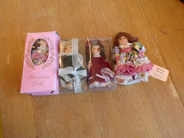 Lot of 4 Miniature 5" Porcelain Dolls: Show Stoppers, Unbranded