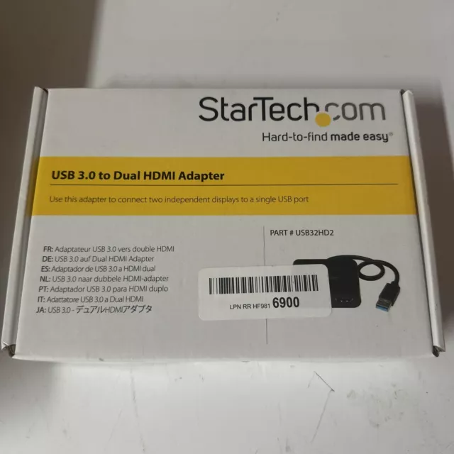 Startech.com USB32HD2 USB 3.0 to Dual HDMI Adapter, Black