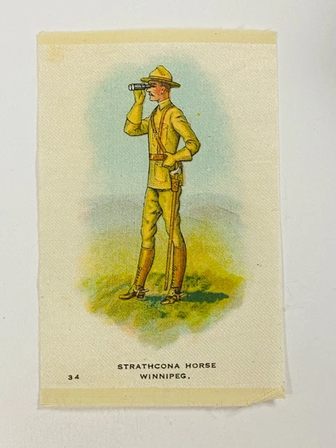1900s STRATHCONA HORSE WINNIPEG CANADA MILITARY #34 Tobacco Cigarette Silk