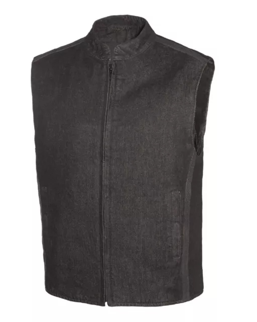 TRUE ELEMENT Mens Denim Club Style Vest w/ Concealed Carry &  Leather detail