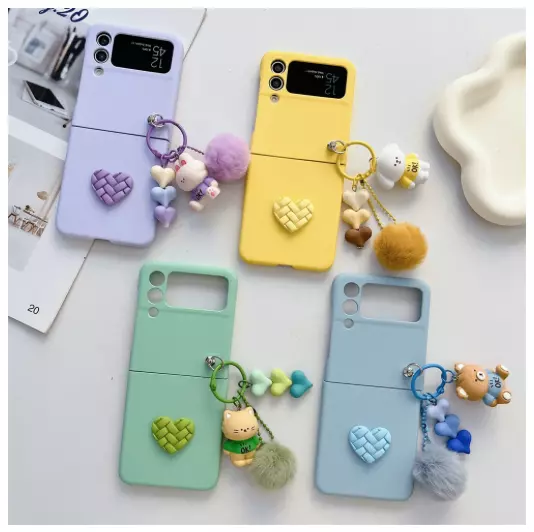 Cartoon Bear Love Heart Coque Cover Case for Samsung Galaxy Z Flip 5 Z Flip 4