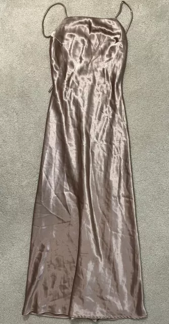 Bardot Satin Long Mauve Pink Dress Size XS | 4 Tie Back Formal Bridesmaid Prom