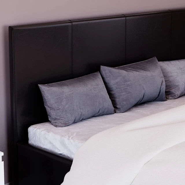 LISBON DOUBLE OTTOMAN Bed Frame Upholstered Faux Leather Bedroom