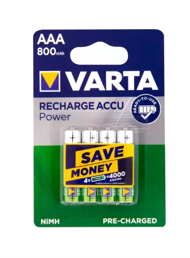 VARTA  Rechargeable AAA4 800 mAh 4 pack Batteries  NIMH Pre-Charged