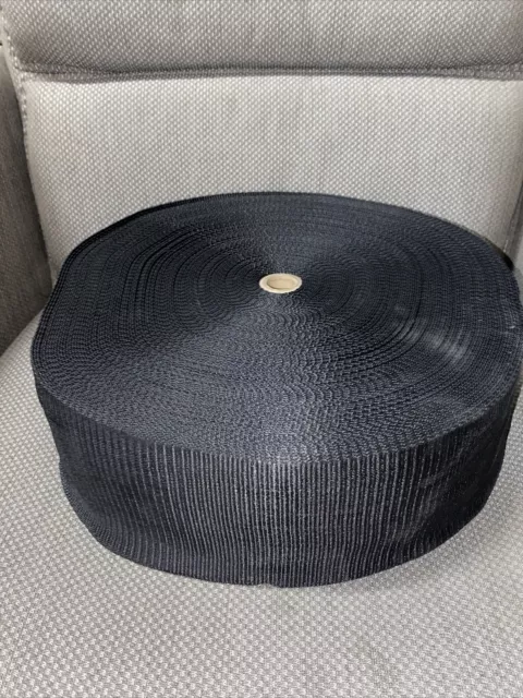 Black 100mm  wide Webbing Strap 50 Metre Roll