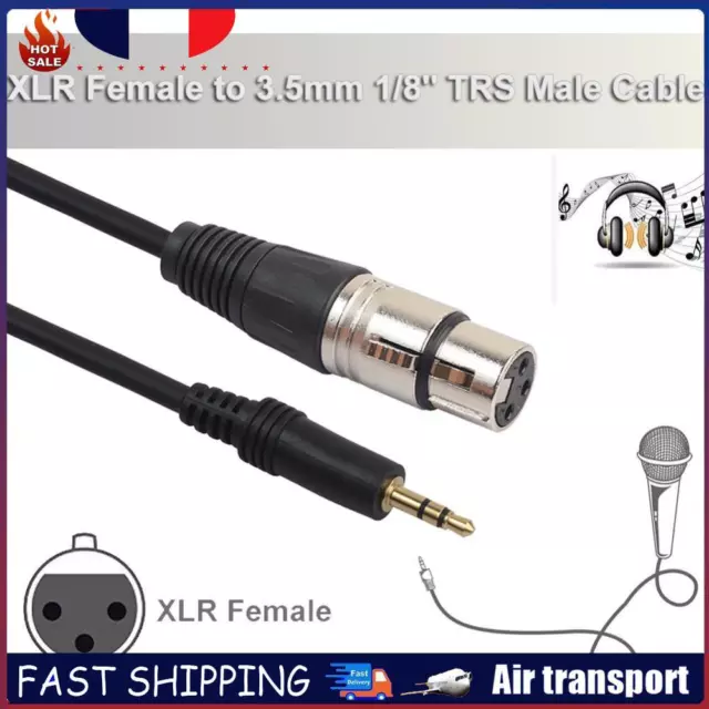 XLR 3Pin Female to 3.5mm Male Audio Cable Microphone Cord for Phone FR