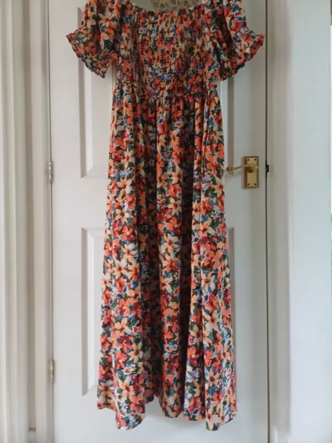 Floral Shirred Floaty Maxi 👗 Dress Curve 3XL 4XL 22 24 26 Stretchy See Discript