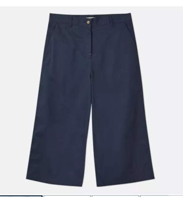 JOULES Compton Chino Trousers Size 10 French Navy Wide Leg Chinos NEW OM27