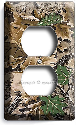 Oak Tree Mossy Camo Woods Forest Camouflage Outlet Wall Plates Hunting Cabin Art