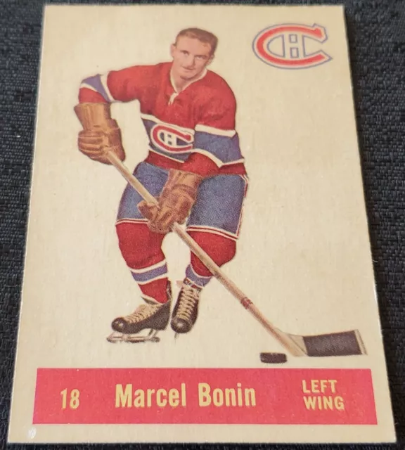 1957 Marcel Bonin Montreal Canadiens NHL Parkhurst Card #18 Red Wings Bruins 3