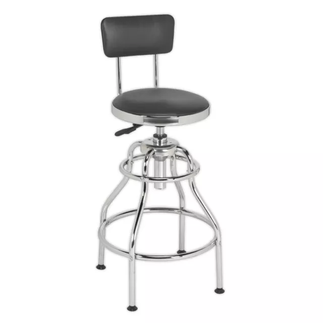 Sealey Atelier Tabouret Pneumatique Avec Réglable Hauteur Pivot Siège Et Dossier