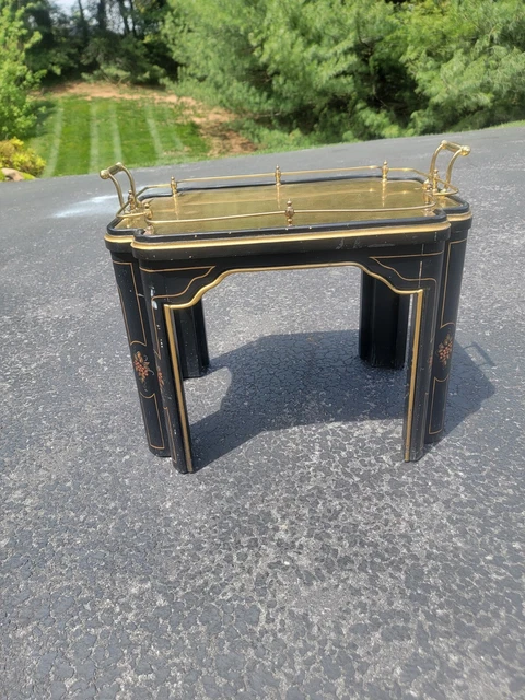 James mont style brass and hand painted cocktail table James mont style brass and hand painted cocktail table